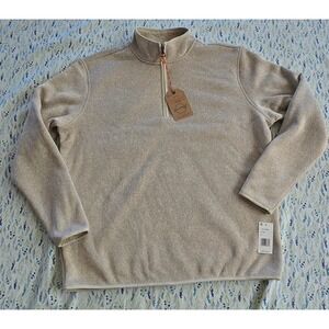 Weatherproof Vintage Mens Faux Fur Lined Quarter ZipPullover Stone F2521150ME XL